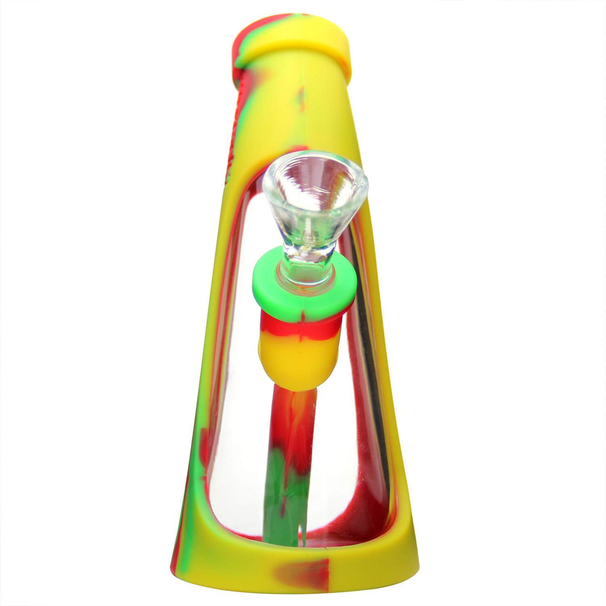 PILOT DIARY Silicone Glass Mini Horn - Front View - Rasta Colors