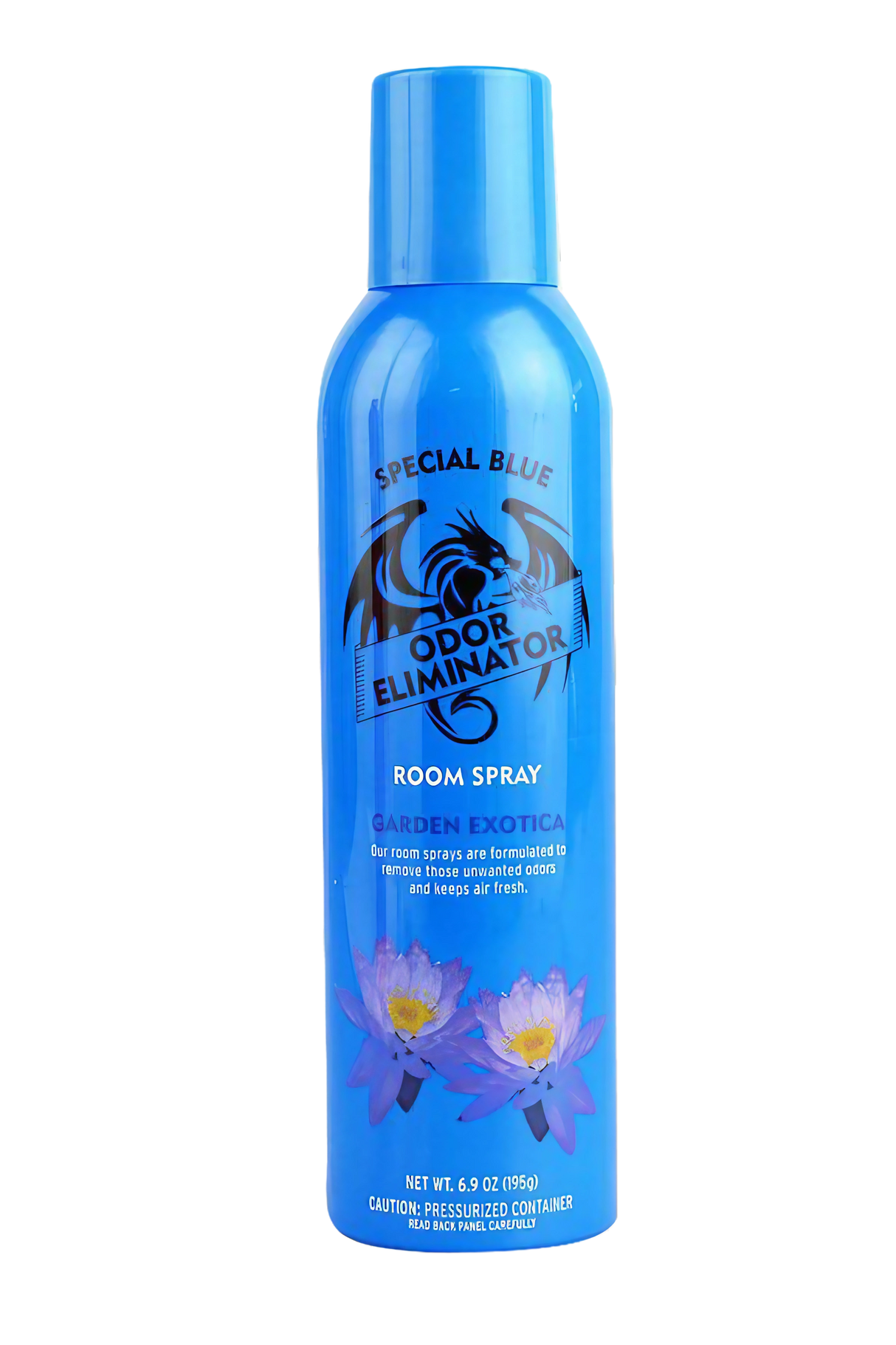 Special Blue 6.9oz Garden Exotica Room Spray in Blue, Front View on White Background