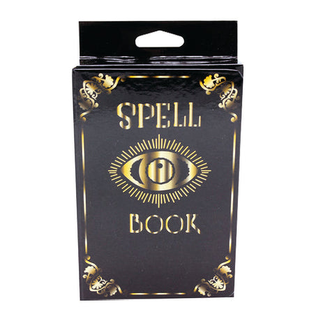Front view of Spell Book Stainless Steel Flask, 6oz, with mystical eye design, perfect for discreet carry