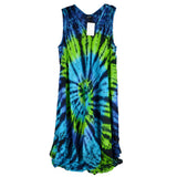 Vibrant Spiral Tie Dye Dress in One Size, Front View, Made in India, Perfect for Summer