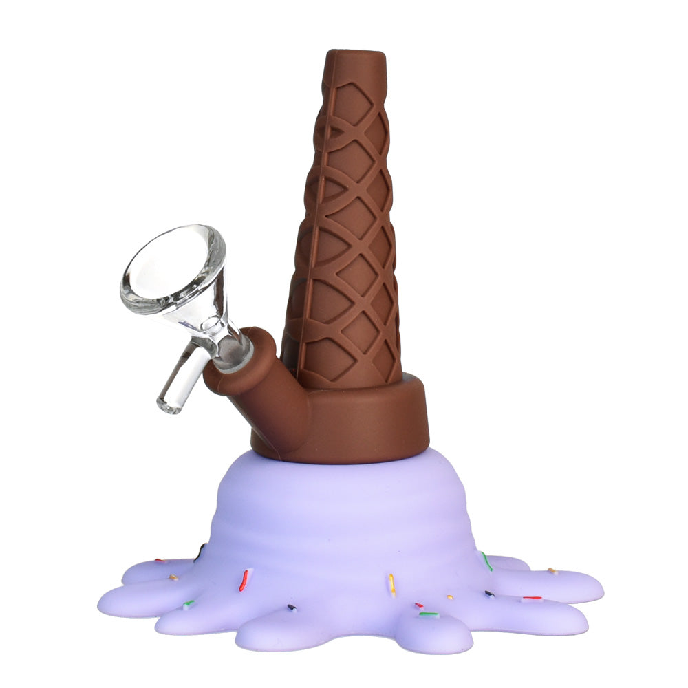 Splat Ice Cream Silicone Water Pipe, 5.25" with 45 Degree Joint, Front View