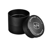 Stache Products Grynder in Black, 5pc Compact Herb Grinder, Angled View with Lid Off