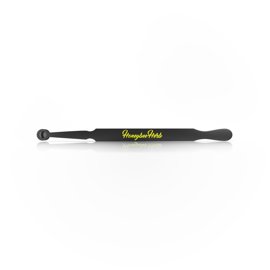 Honeybee Herb Pearl Tweezers V3 - Sleek Black Design with Logo - Front View