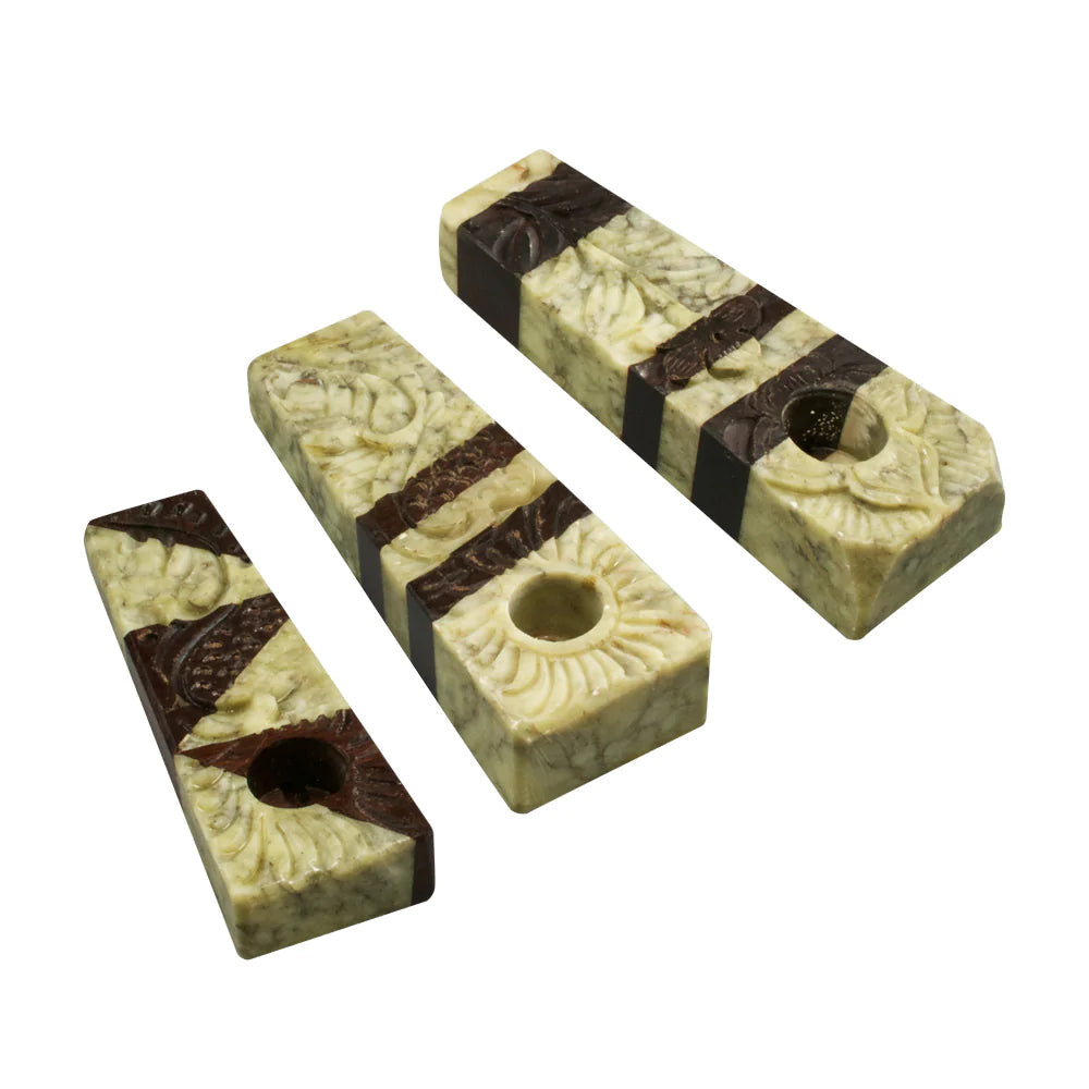 Stone & Wood Pipes - 9 Pack, Compact 3.5" Hand Pipes for Dry Herbs, Top View