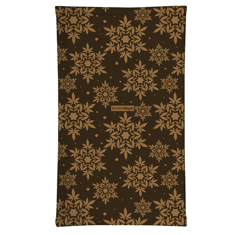 StonerDays Christmas-themed face gaiter with snowflake patterns, front view on white background