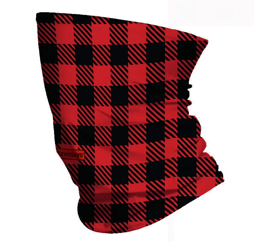StonerDays Plaid Gaiter in Red and Black - Versatile Polyester Apparel