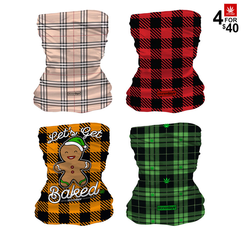 StonerDays 4 For $40 Plaid Pack featuring assorted plaid design face gaiters
