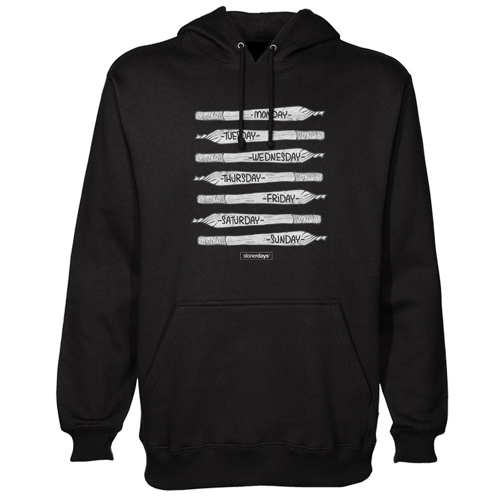 StonerDays All Day Everyday Men's Hoodie in black with Dab Straw design, sizes S to XXL