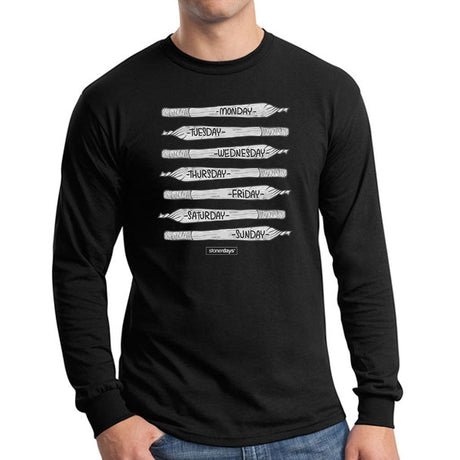 StonerDays All Day Everyday Long Sleeve shirt in black, front view on a male model