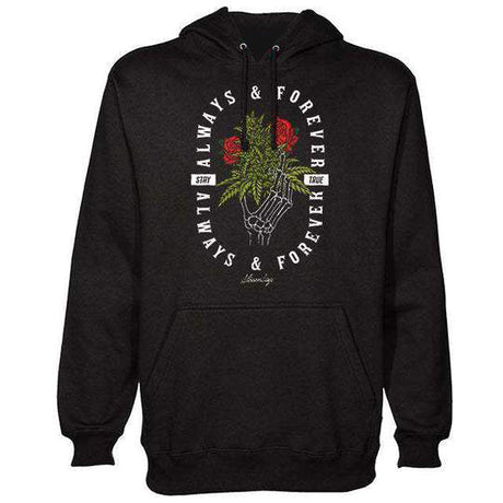StonerDays Always And Forever Hoodie in black, front view on white background, men's size options