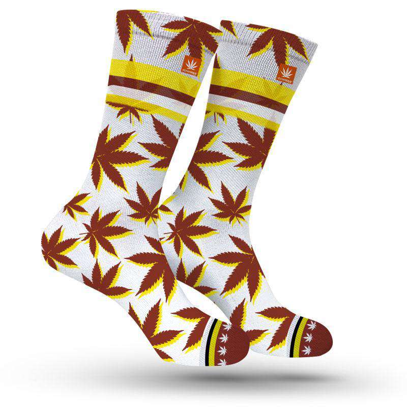 StonerDays Arizona Marijuana Patterned Socks in Red and Yellow, One Size Fits All