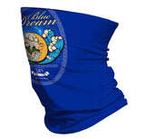 StonerDays Blue Dream Neck Gaiter in vibrant blue with detailed graphic, made of polyester, side view.