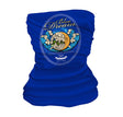 StonerDays Blue Dream Neck Gaiter in vibrant blue with psychedelic print, front view on white background