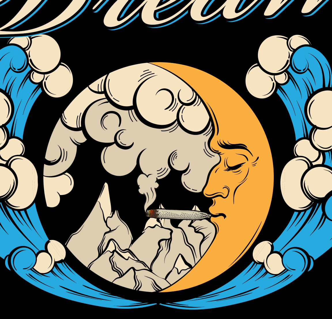 StonerDays Blue Dream Racerback tank top with moon and face graphic design, women's apparel