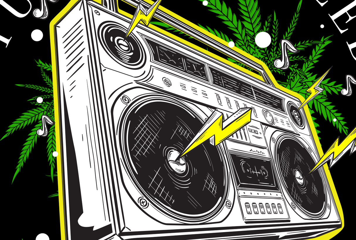 StonerDays Boombox Tank top with vibrant graphic print on black background, unisex cotton blend