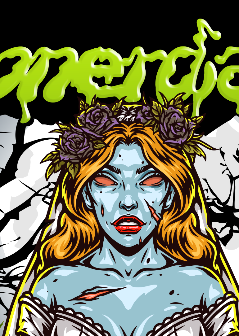 StonerDays Bride Of The Living Nugs Crop Top Hoodie design close-up