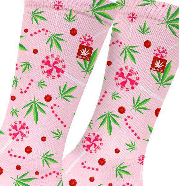 StonerDays Candy Canes and Kush Pink Weed Socks with Comfortable Cotton Blend