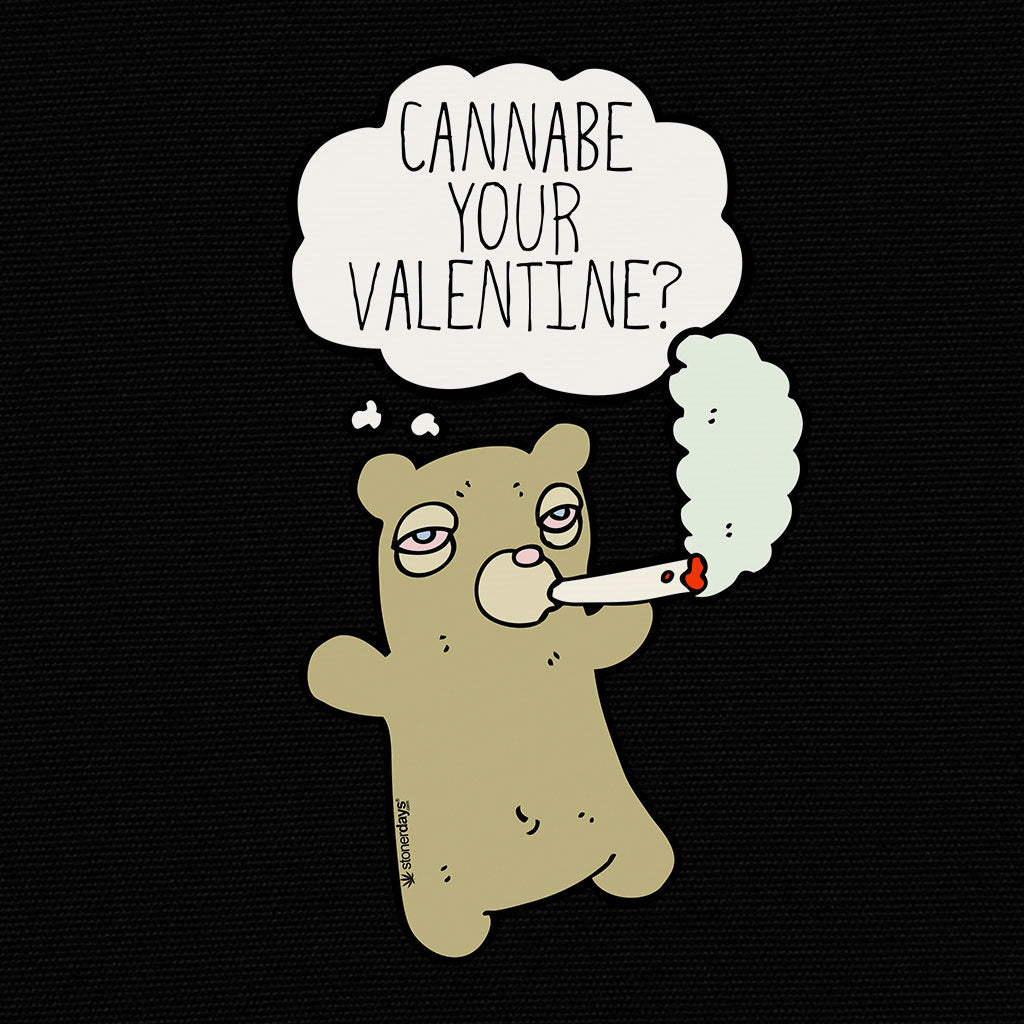StonerDays men's cotton tank with 'Cannabe Your Valentine?' print, black background