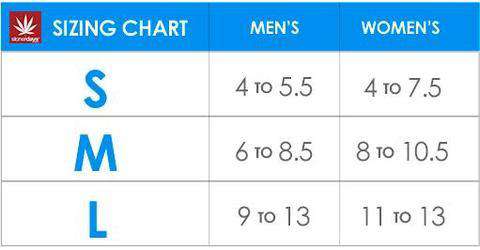StonerDays Christmas Leaves Socks size chart for men and women in green and red