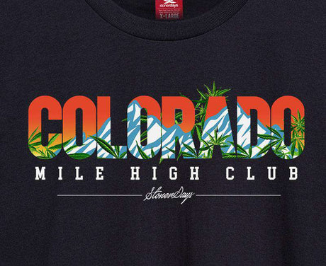 Close-up of StonerDays Colorado Mile High Men's Hoodie with Cannabis Leaf Design