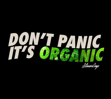 StonerDays Women's Crop Top Hoodie with 'Don't Panic It's Organic' Slogan in Green