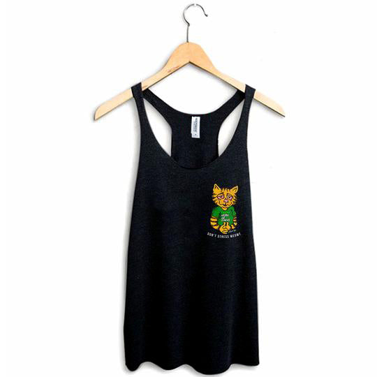 StonerDays Women's Tank Top 'Don't Stress Meowt' Graphic - Black, Sizes S-XXL