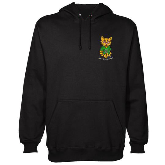 StonerDays Don't Stress Meowt black hooded sweatshirt with front cat graphic