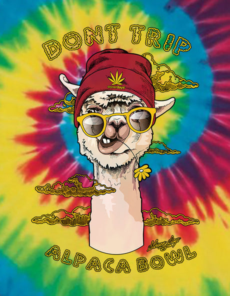 StonerDays 'Don't Trip Alpaca Bowl' tie-dye tee with vibrant colors and front view design