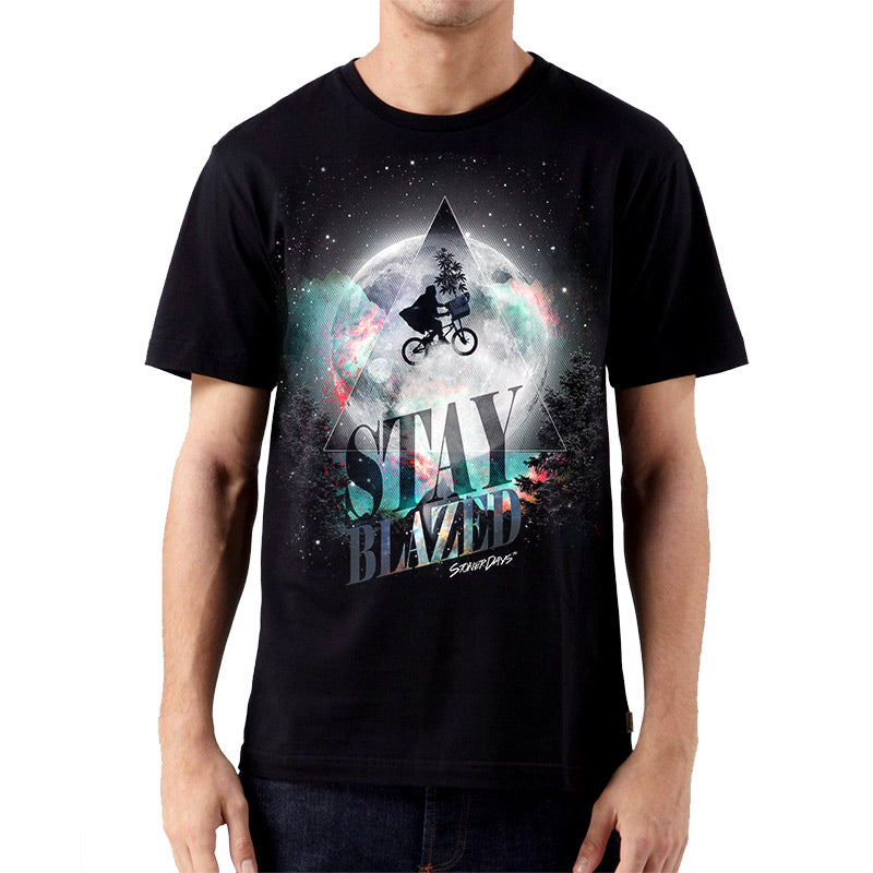 StonerDays Et Moon Tee - Front View on Model - Unisex Black Cotton T-Shirt