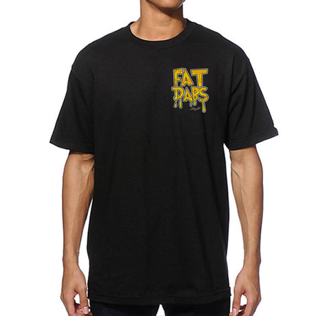 Front view of StonerDays Fat Dabs black t-shirt in sizes S to 3XL, ideal for concentrate enthusiasts