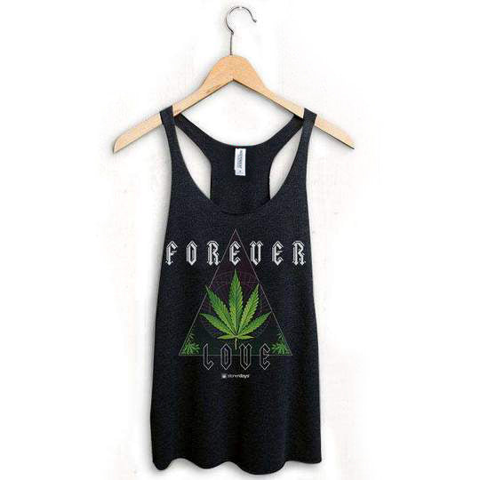 StonerDays Forever Love Women's Racerback Tank in Rasta Colors on Hanger