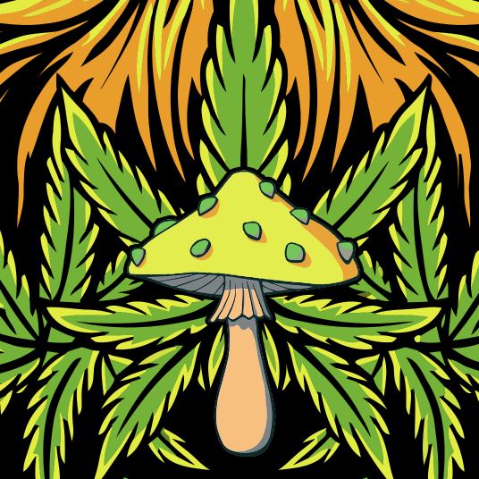 StonerDays Free Your Mind green T-shirt with psychedelic mushroom design
