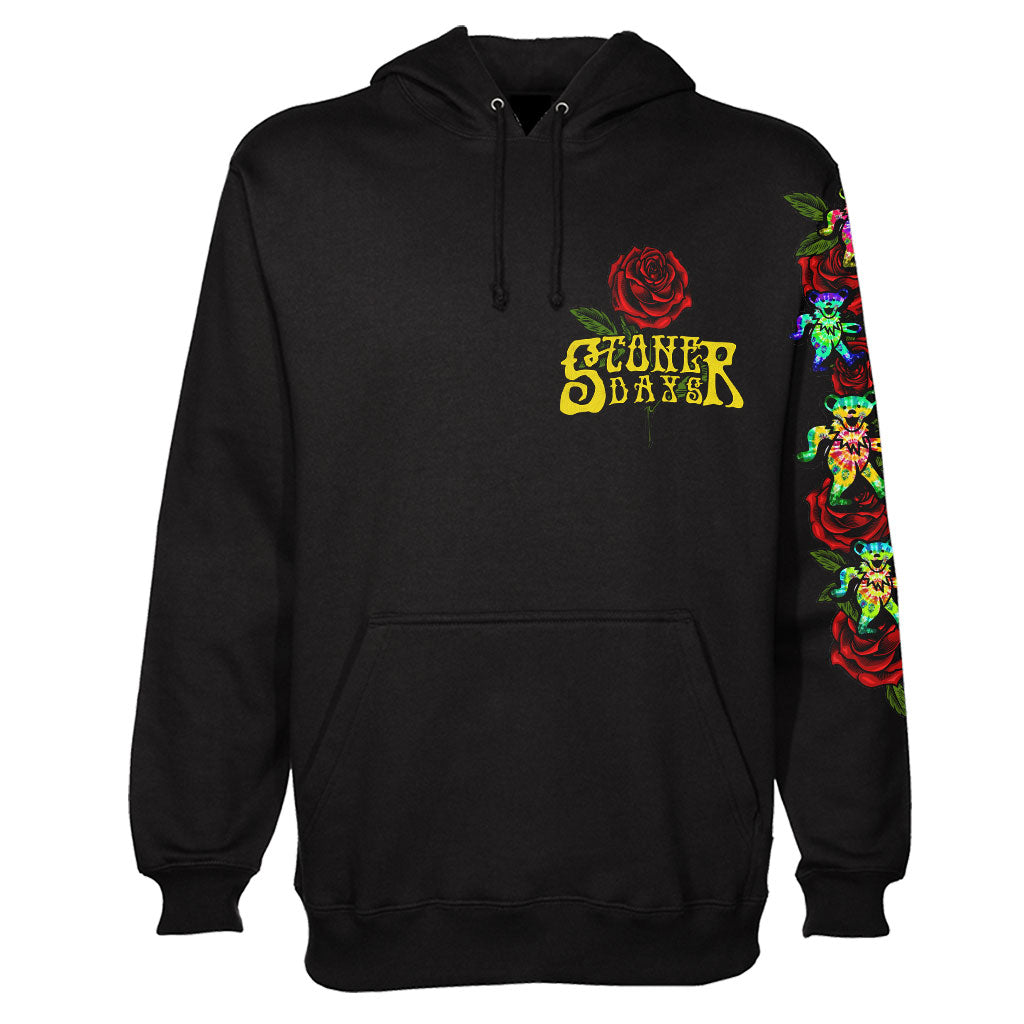 StonerDays Grateful Dabs Men's Black Hoodie with Colorful Sleeve Print - Front View