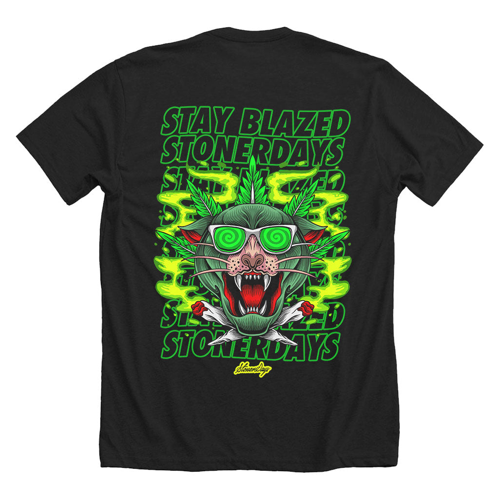 StonerDays Greenz Panther Tee - Rear View on White Background