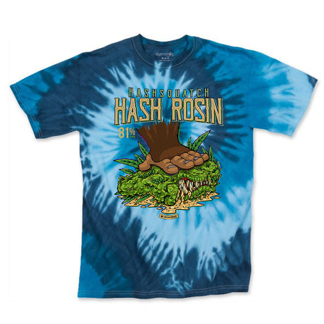 StonerDays Hash Rosin Blue Tie Dye T-Shirt with vibrant graphics, front view on white background