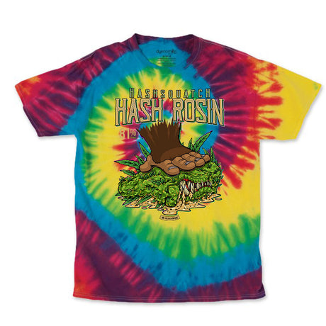 StonerDays Men's Hash Rosin Tie Dye Tee in vibrant green and red colors, front view on a white background