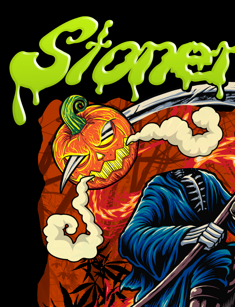 StonerDays Headless Dankman T-Shirt in Blue Tie Dye with Sherlock Design