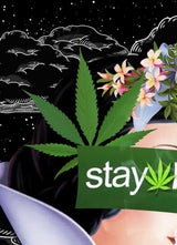 StonerDays Highest One Of All T-Shirt design featuring cosmic background and cannabis leaf