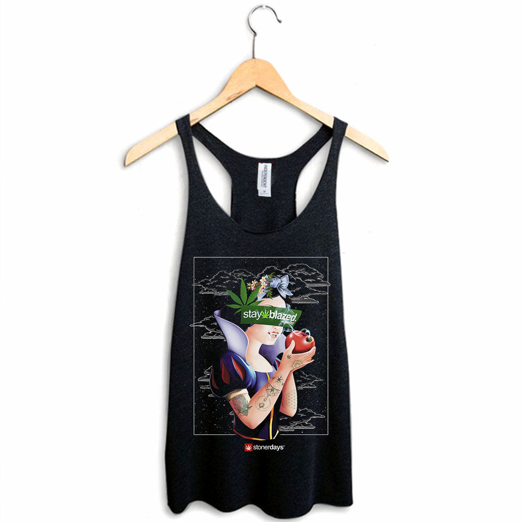 StonerDays Women's Racerback Tank Top in Black with 'Stay Blazed' Graphic, Sizes S-2XL