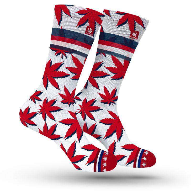 StonerDays Houston NFL-Inspired Socks in Red/Blue, Comfort Cotton Blend, Medium/Large