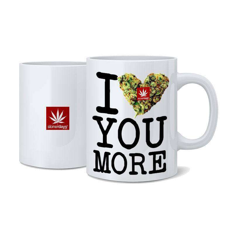 StonerDays ceramic Nug Mugs set with 'I Bud You' design, front and side view, perfect novelty gift