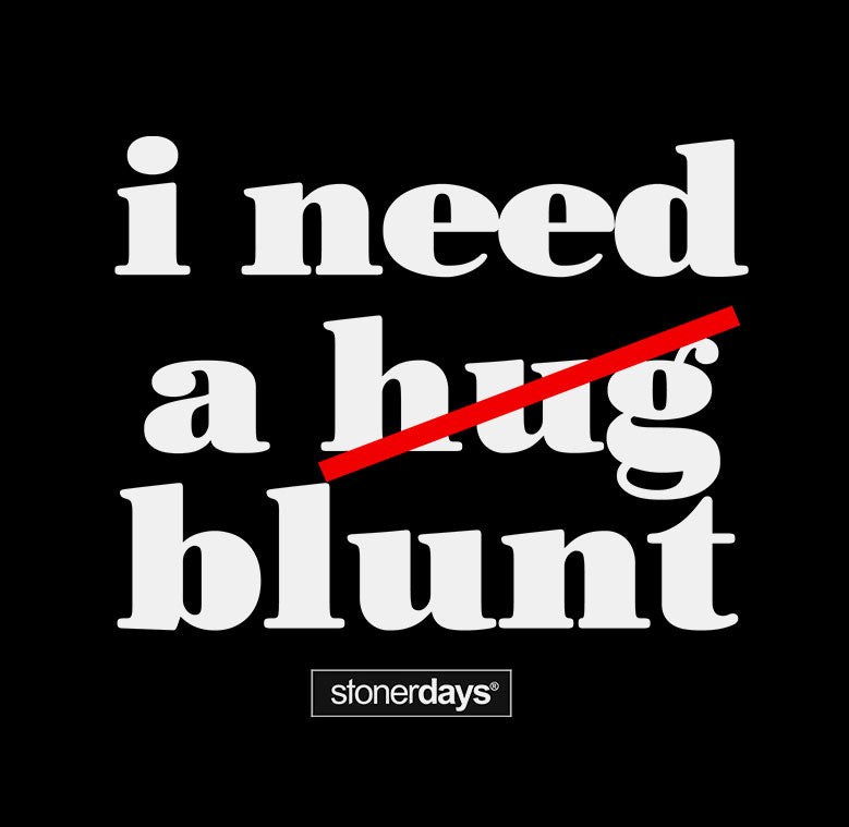 StonerDays 'I Need A Blunt' Tie Dye Tee graphic close-up on seamless black background