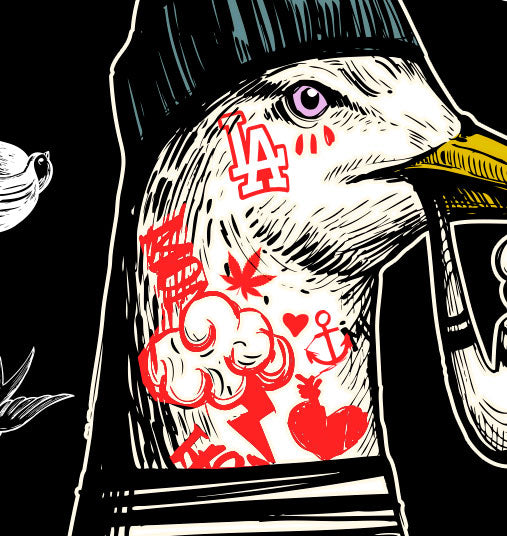 StonerDays Incognito Sparrow Men's T-Shirt Close-Up with Artistic Print