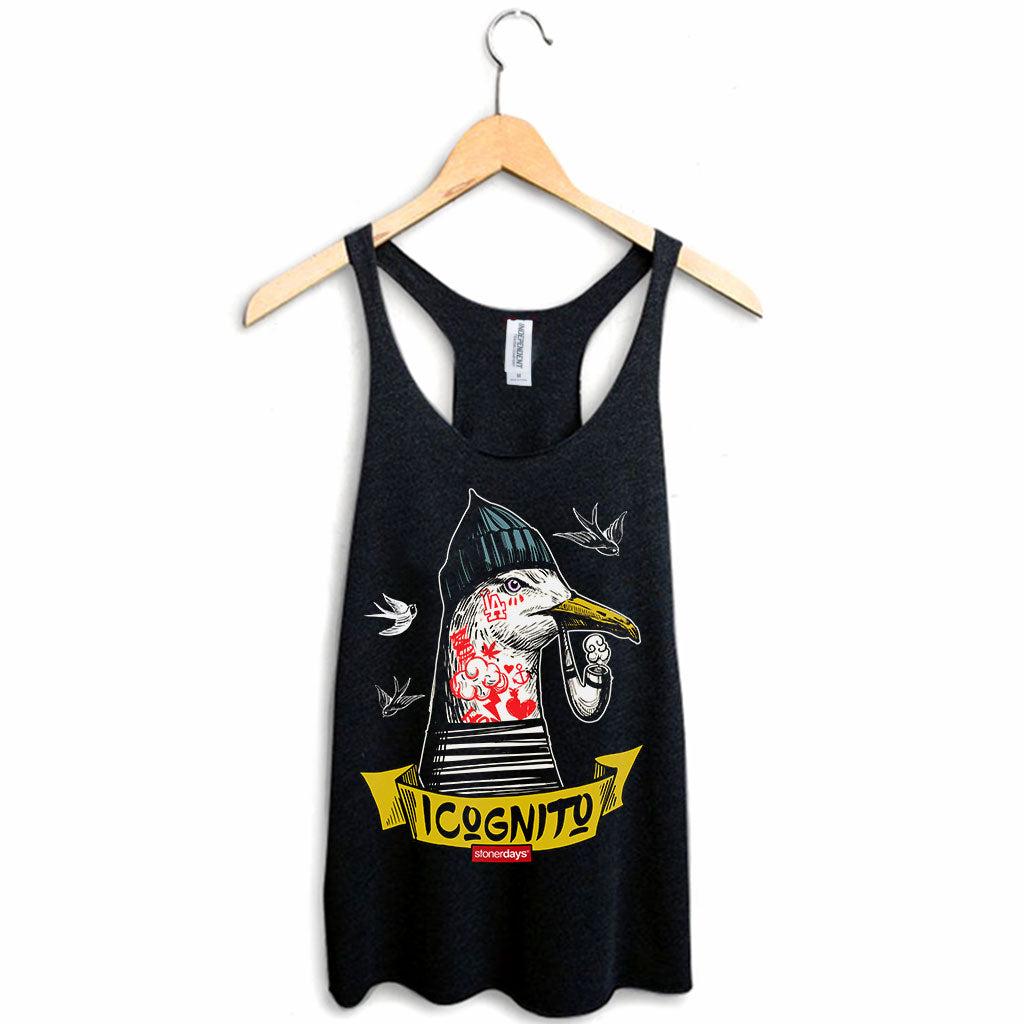StonerDays Incognito Sparrow Women's Racerback Tank Top in Black, Sizes S-XXL