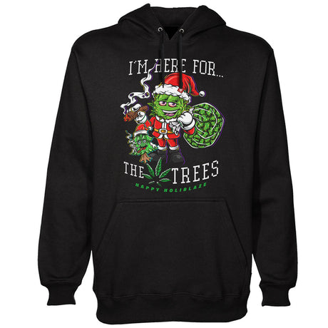 StonerDays Men's Green 'I'm Here For The Trees' Hoodie, Front View on White Background