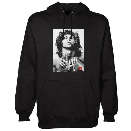 StonerDays Jim La Hoodie in black, front view on white background, sizes S to XXL available