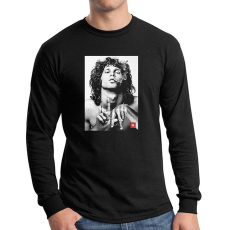 StonerDays Jim La Long Sleeve Shirt in black, front view on white background, sizes S to 3XL
