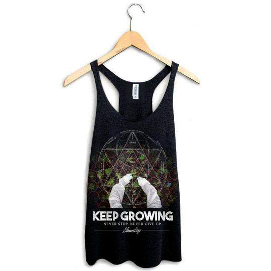 StonerDays Keep Growing Sacred Geometry Racerback Tank Top in Black, Sizes S-XXL