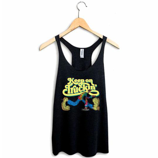 StonerDays Keep On Truckin Racerback tank top on hanger, front view, sizes S-XXL available