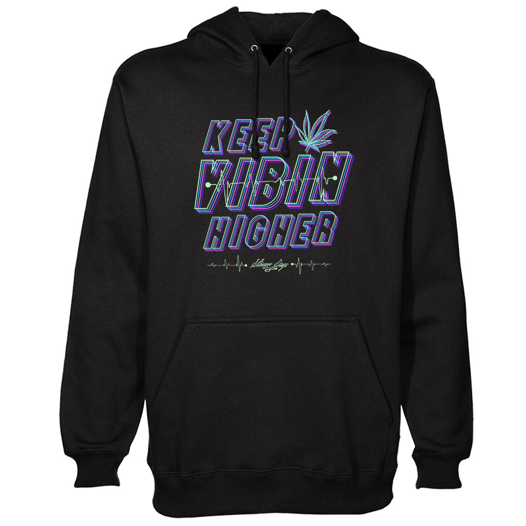 StonerDays Keep Vibin Higher Men's Hoodie in Black, Front View, Sizes S-XXL